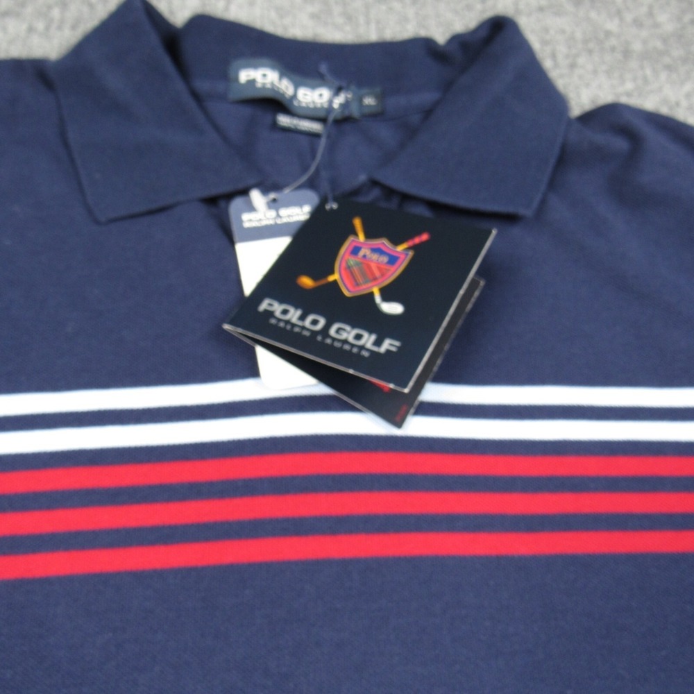 Polo Golf Ralph Lauren Polo Shirt Mens XL Blue Red White Stripe Slim Fit Golfing